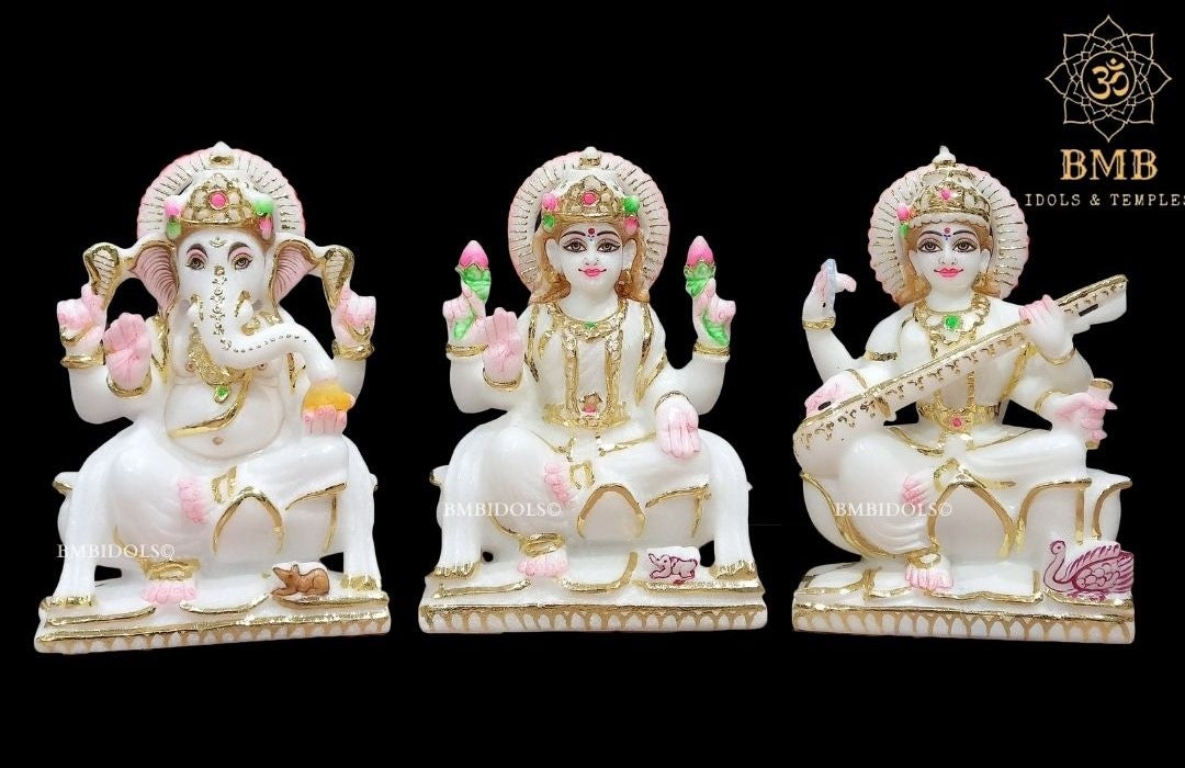 Marble Ganesh Lakshmi Saraswati Statue