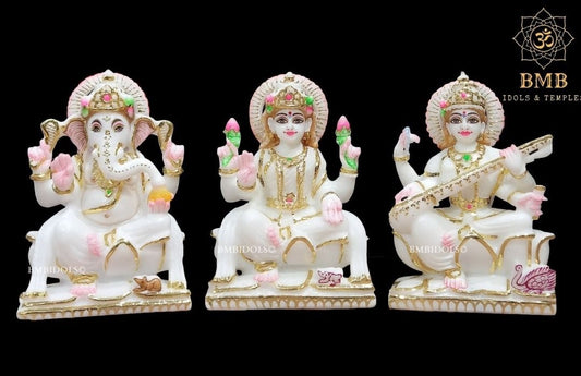 Marble Ganesh Lakshmi Saraswati Statue