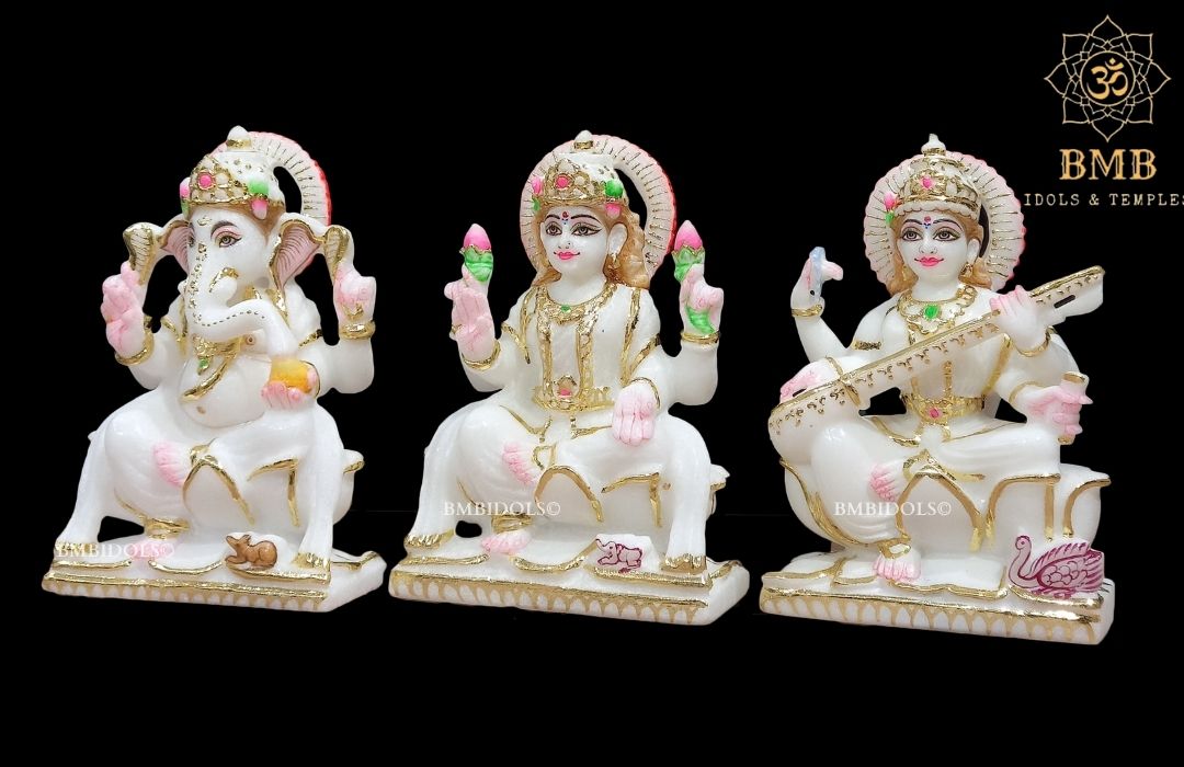 Marble Ganesh Laxmi Saraswati Murti