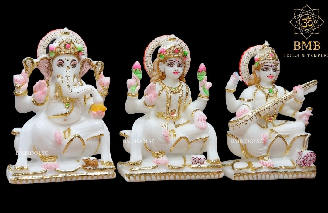 Marble Ganesh Laxmi Saraswati Murti 