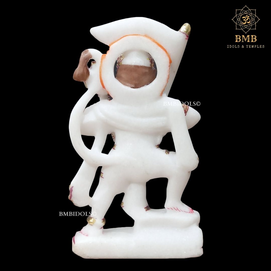 Preorder Marble Hanuman Statue carrying Flag in Hand of Jai Shri Ram