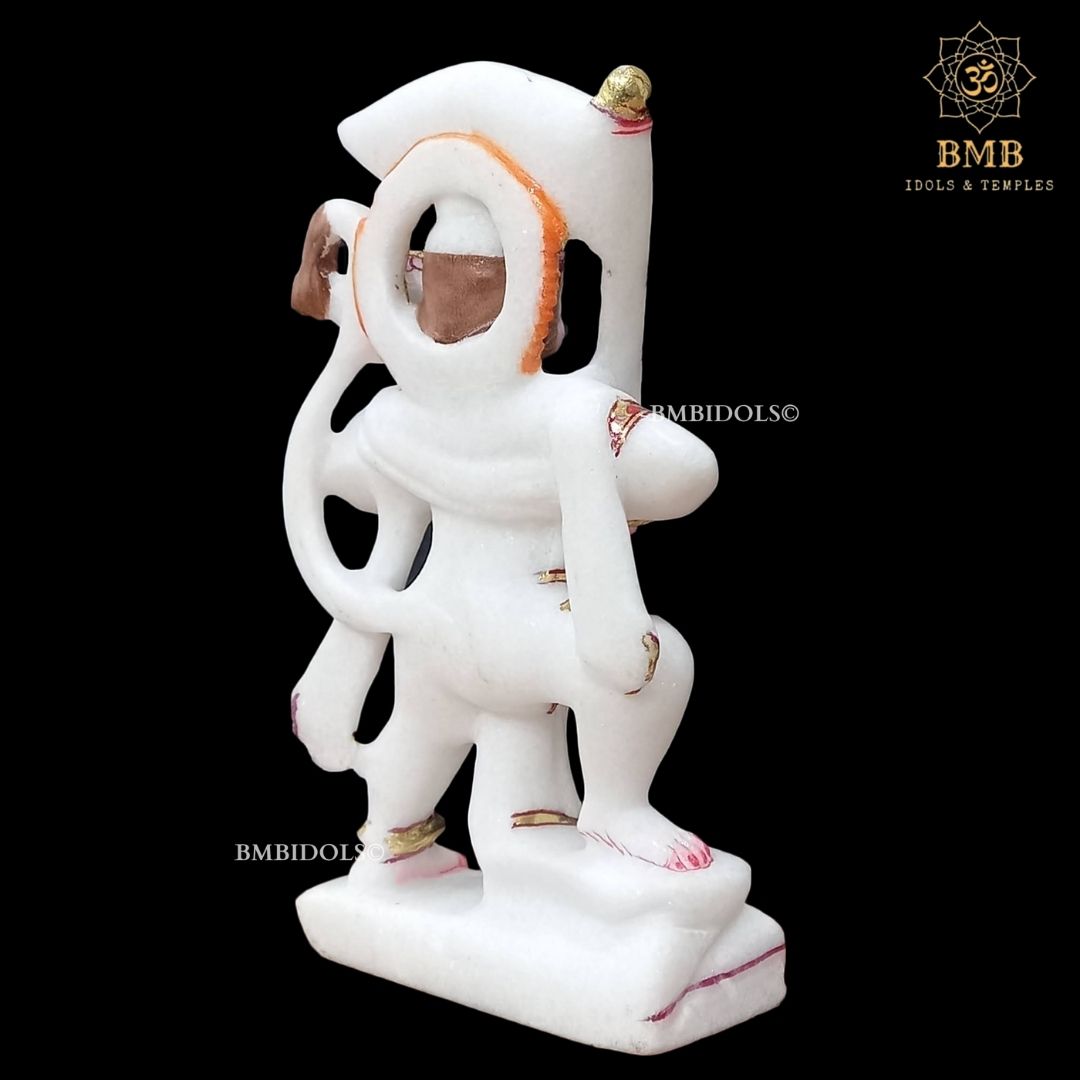 Preorder Marble Hanuman Statue carrying Flag in Hand of Jai Shri Ram