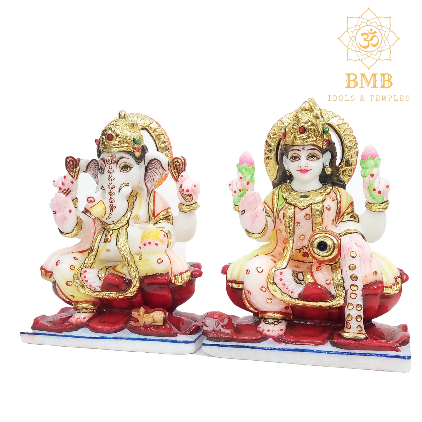 Marble Ganesh Lakshmi Statue made in Marble in 6inches for Home