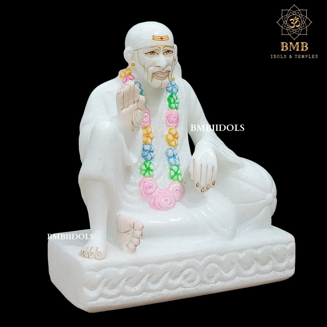 Marble Dwarka Mai Sai Baba Statue in White Makrana Marble