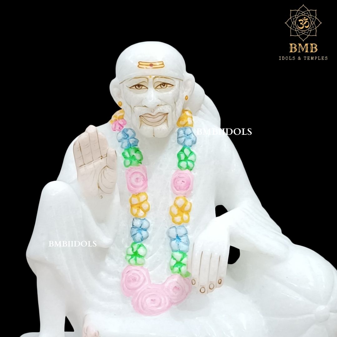 Marble Dwarka Mai Sai Baba Statue in White Makrana Marble