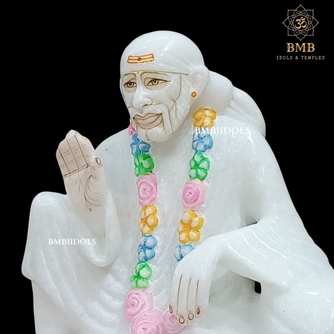 Marble Dwarka Mai Sai Baba Statue in White Makrana Marble