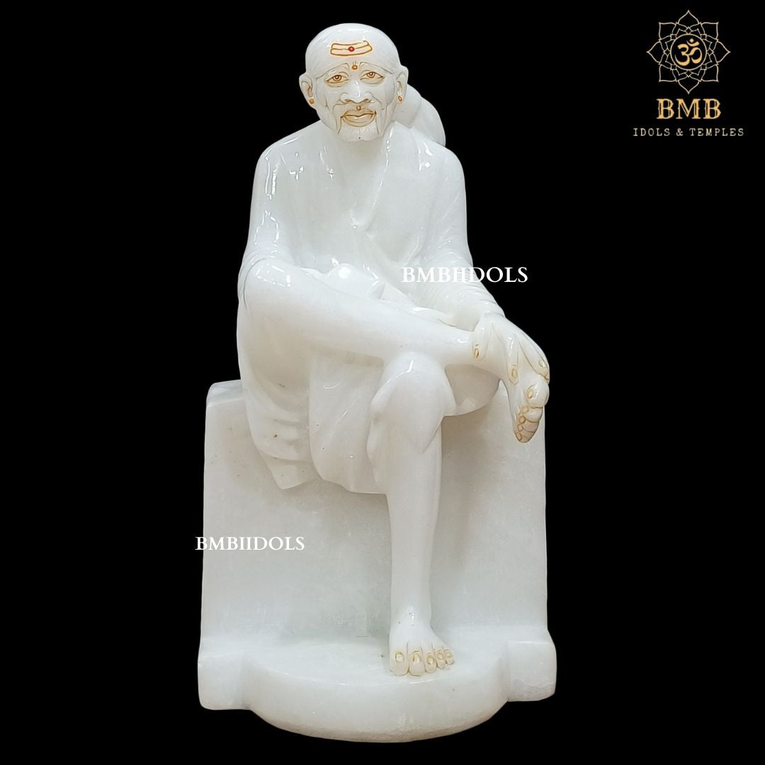 Marble Shridi Sai Baba Statue made in Makrana Marble in 12inches