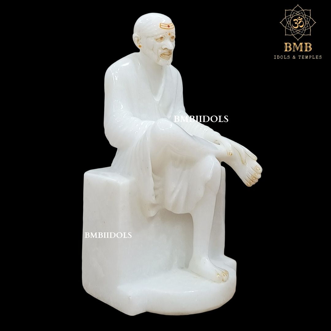 Marble Shridi Sai Baba Statue made in Makrana Marble in 12inches