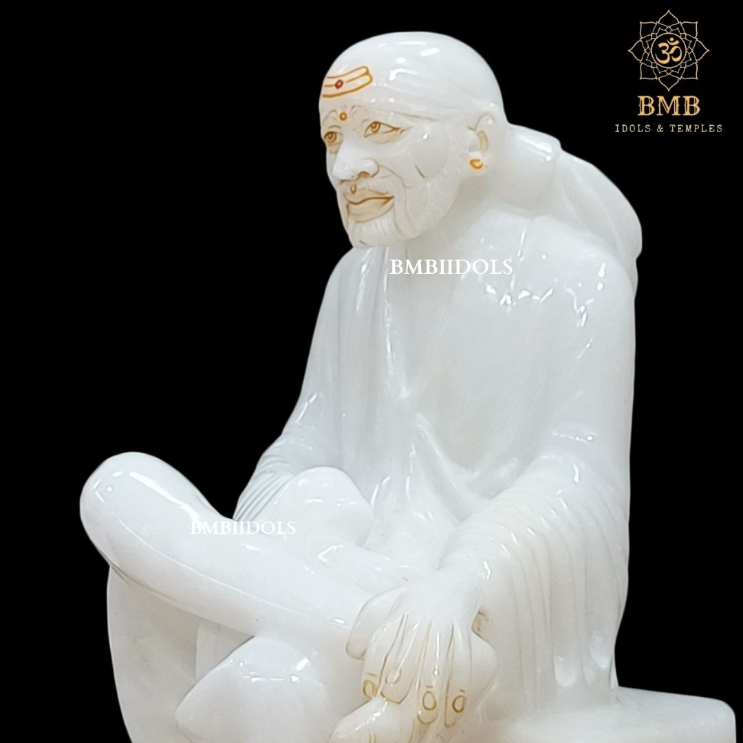 Marble Shridi Sai Baba Statue made in Makrana Marble in 12inches