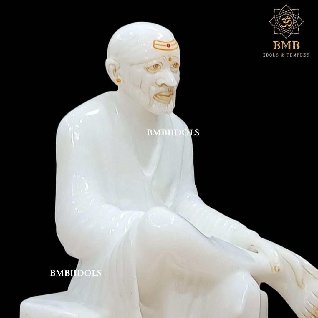 Marble Shridi Sai Baba Statue made in Makrana Marble in 12inches