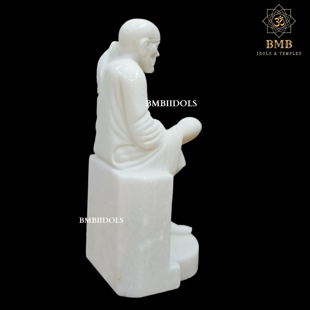 White Makrana Marble Sai Baba Murti for Home and Temples in 15inches