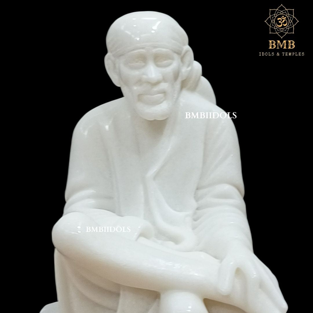 White Makrana Marble Sai Baba Murti for Home and Temples in 15inches