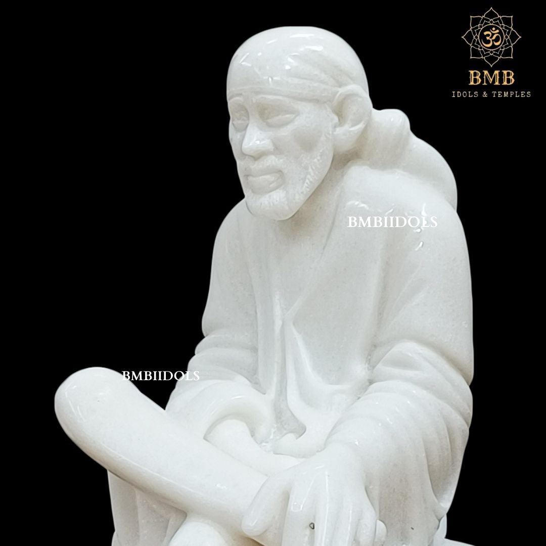 White Makrana Marble Sai Baba Murti for Home and Temples in 15inches