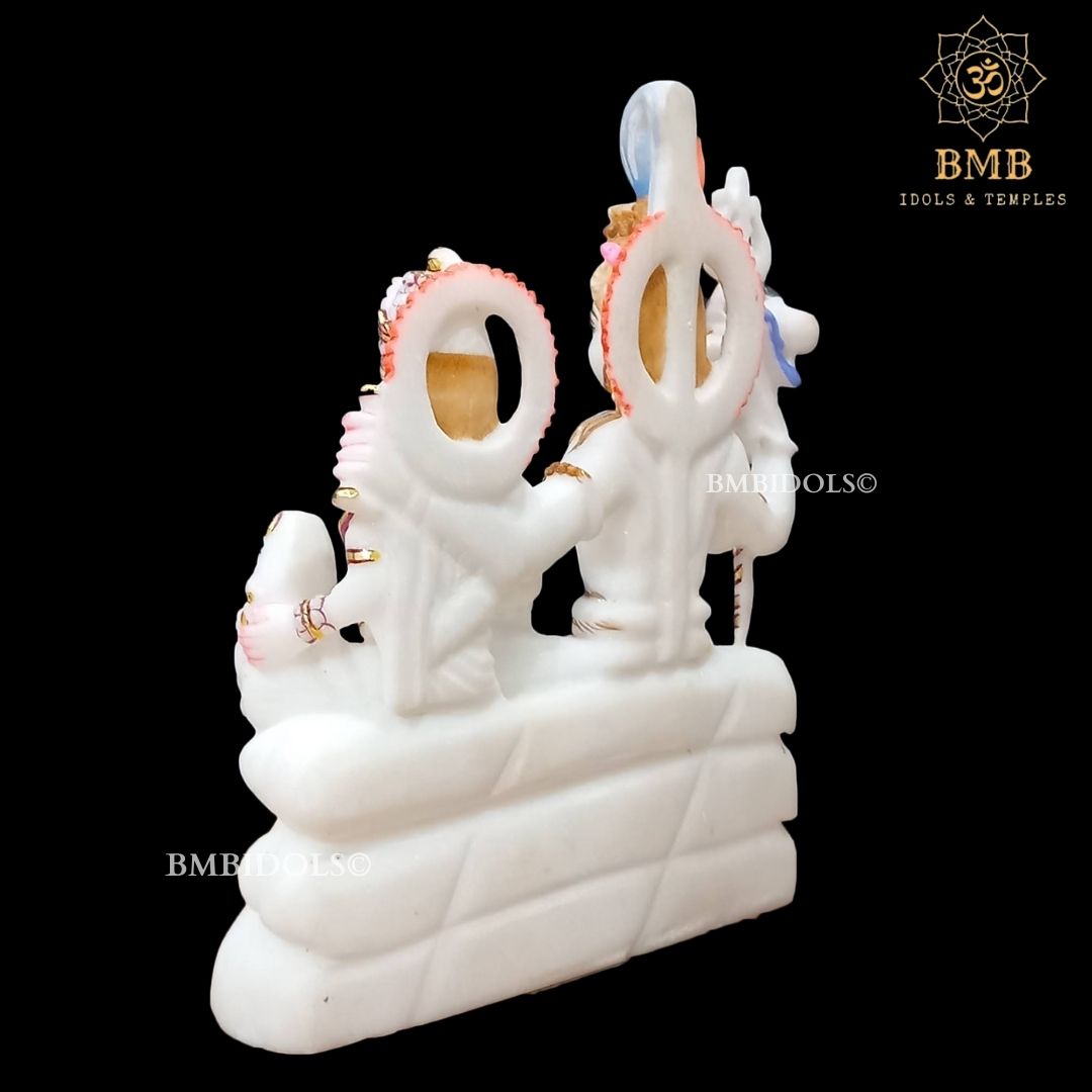 Makrana Marble Shiv Parivar Murti with Ganesh and Kartikeya in 9inch