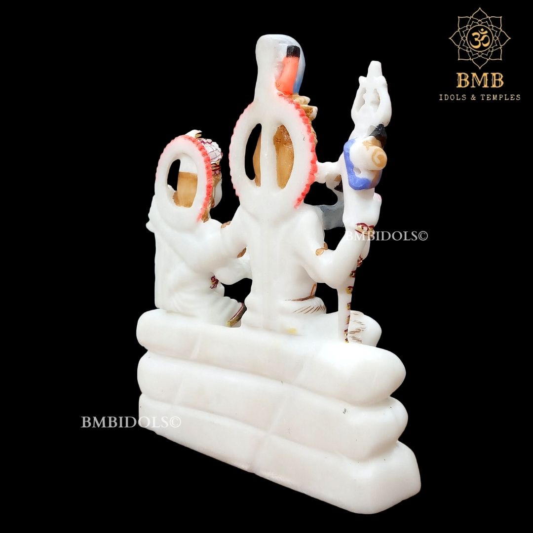 Makrana Marble Shiv Parivar Murti with Ganesh and Kartikeya in 9inch