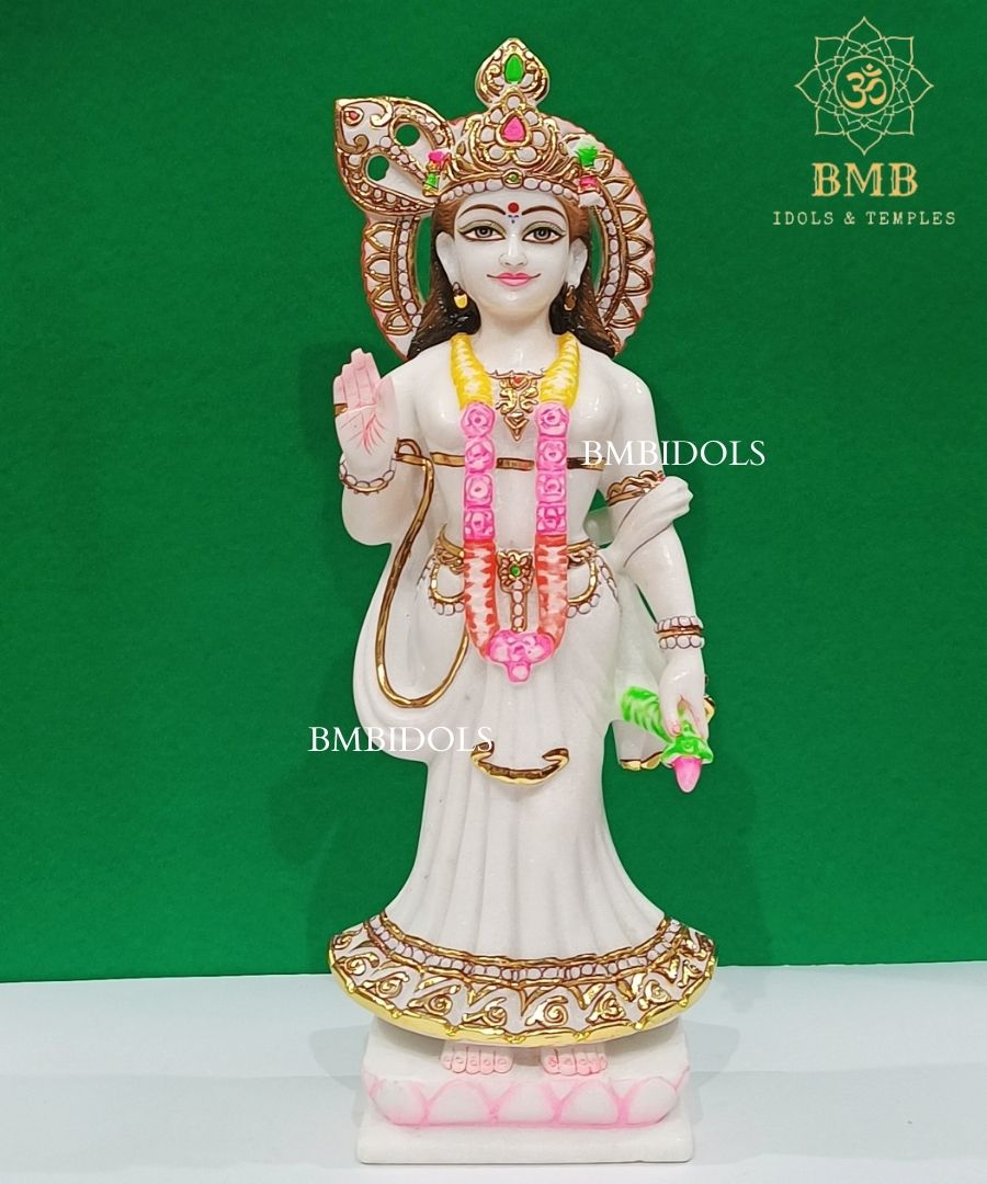 Double Feather Marble Radha Krishna Statue made in Makrana Marble in 18inches