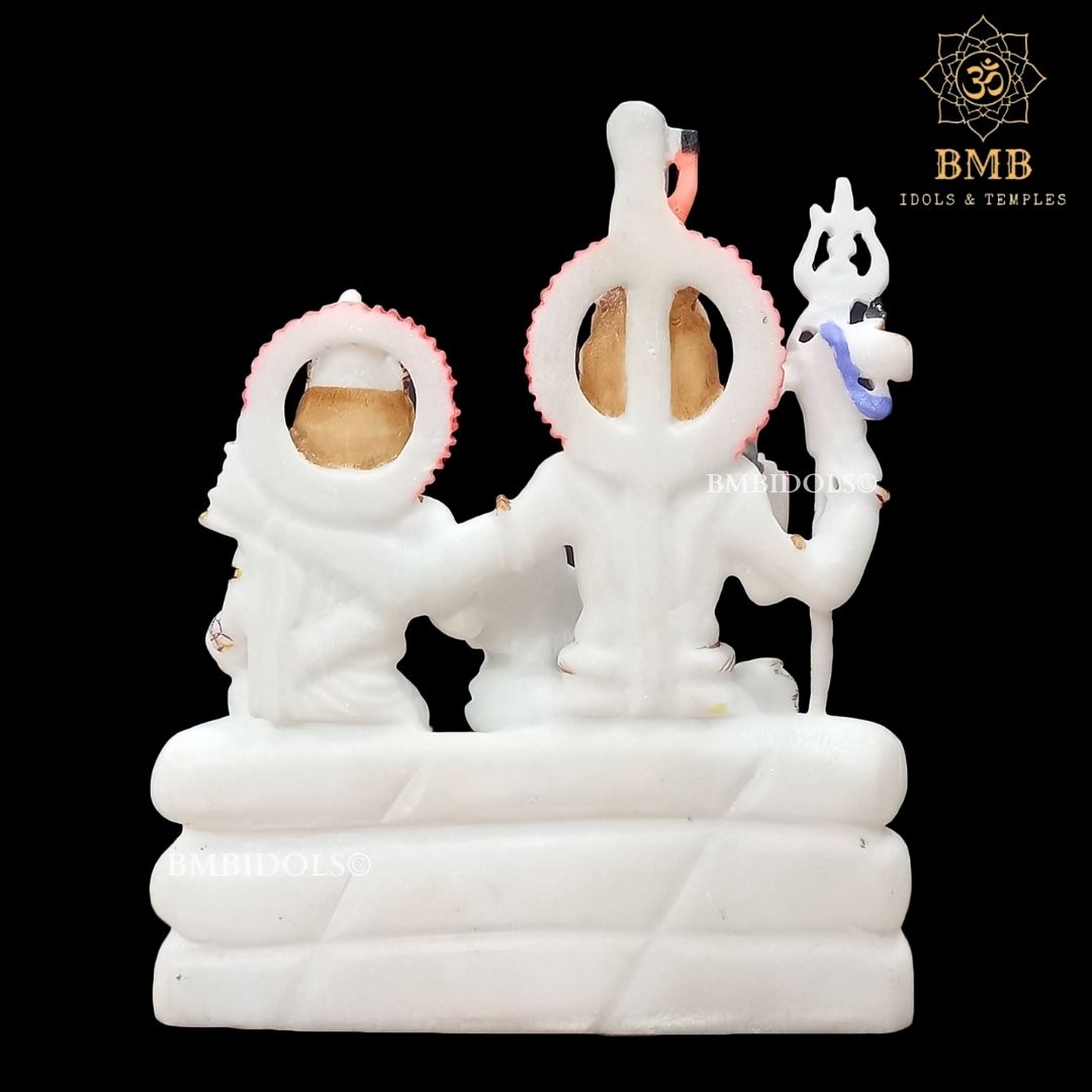 Makrana Marble Shiv Parivar Murti with Ganesh and Kartikeya in 9inch