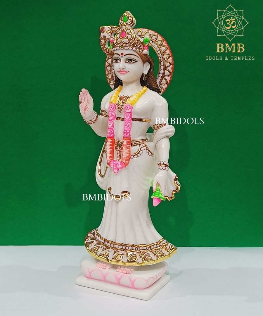 Double Feather Marble Radha Krishna Statue made in Makrana Marble in 18inches