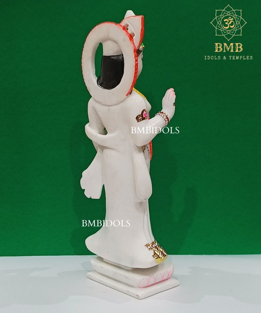 Double Feather Marble Radha Krishna Statue made in Makrana Marble in 18inches