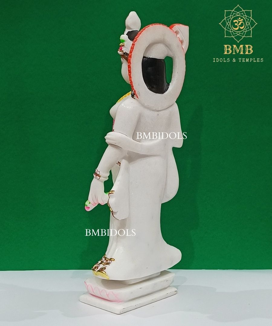 Double Feather Marble Radha Krishna Statue made in Makrana Marble in 18inches