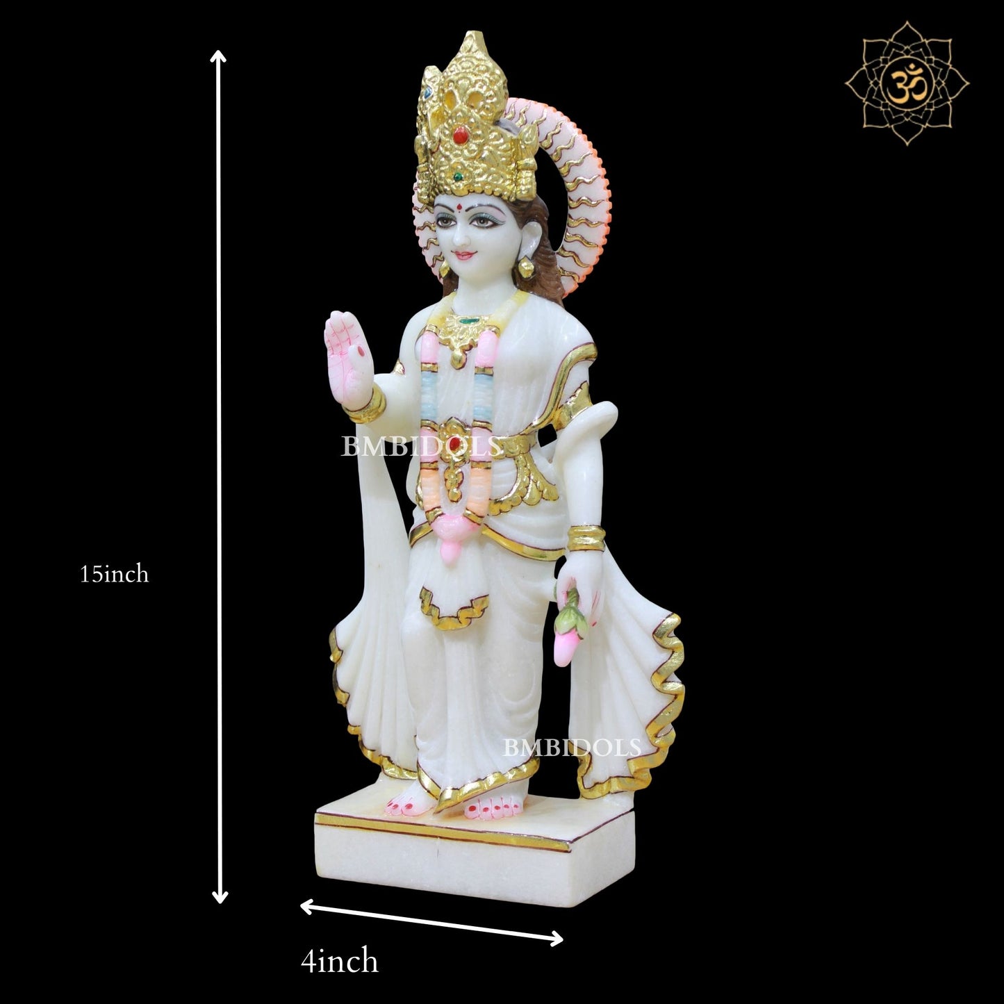 Marble Lakshmi Narayan Murti in 15inches with Full Goldwork