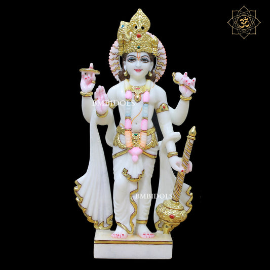 Marble Lakshmi Narayan Murti in 15inches with Full Goldwork