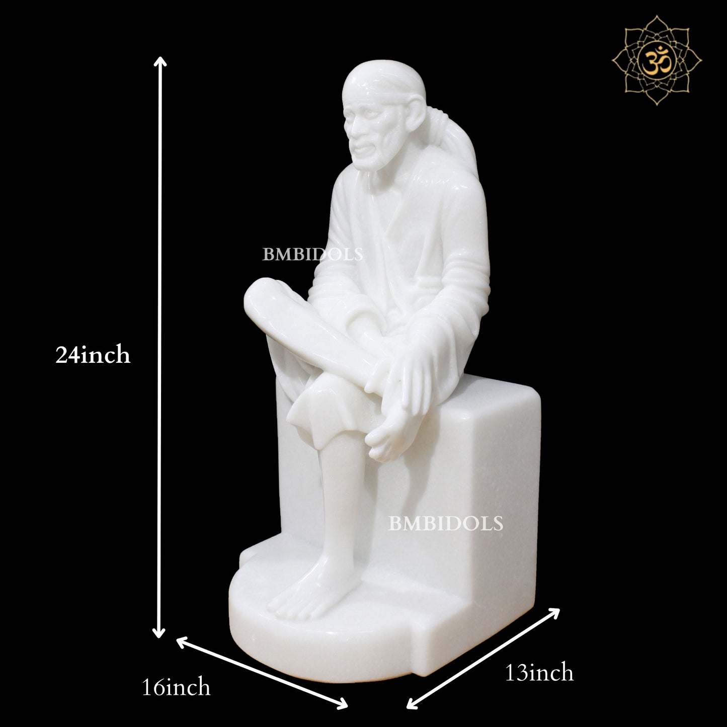 2feet White Marble Shridi Sai Baba Murti for Homes and Temples