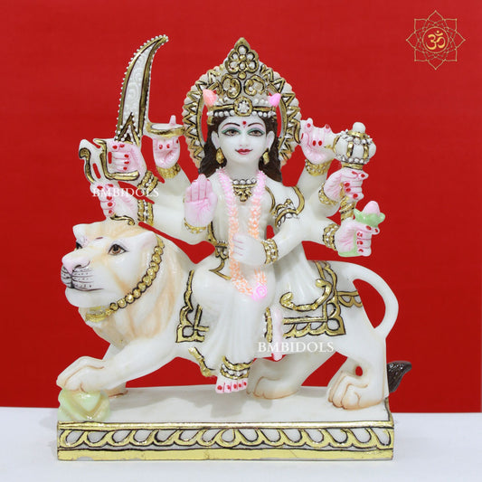 White Marble Durga maa Murti made in Makrana Marble in 9inches