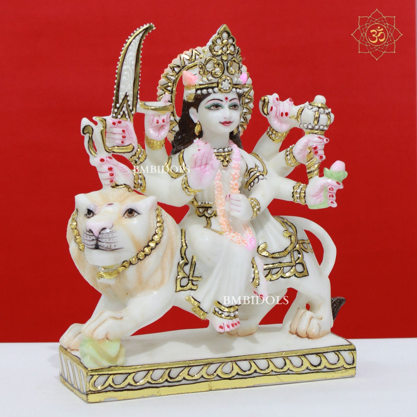 White Marble Durga maa Murti made in Makrana Marble in 9inches