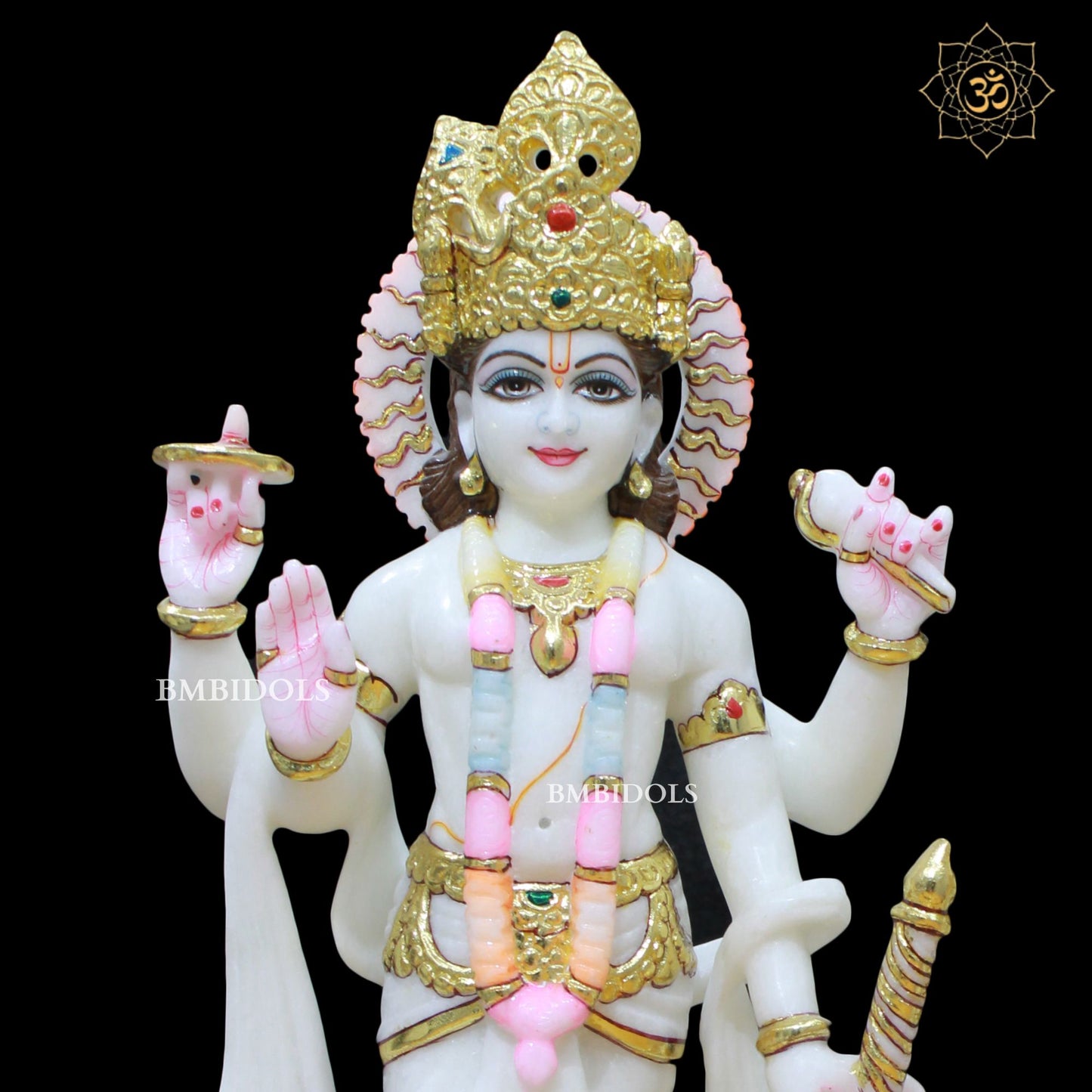Marble Lakshmi Narayan Murti in 15inches with Full Goldwork