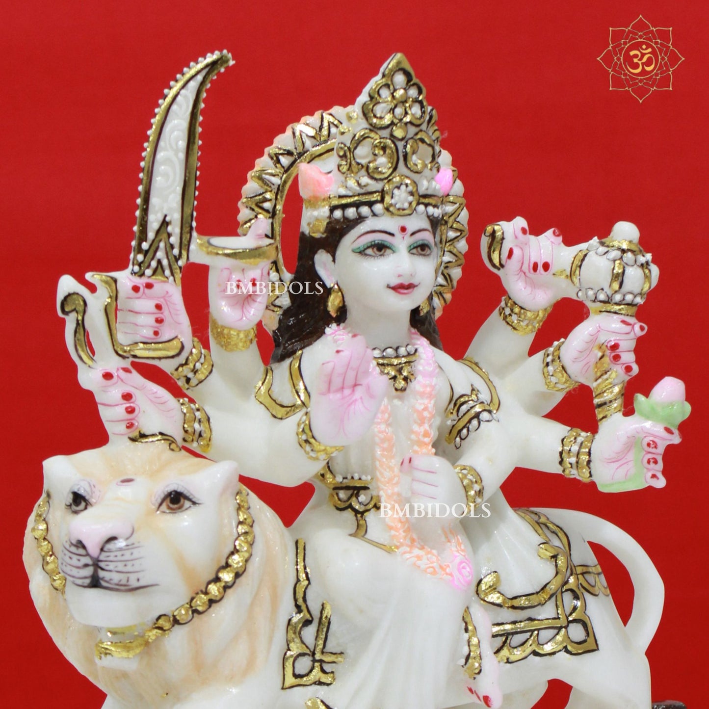 White Marble Durga maa Murti made in Makrana Marble in 9inches