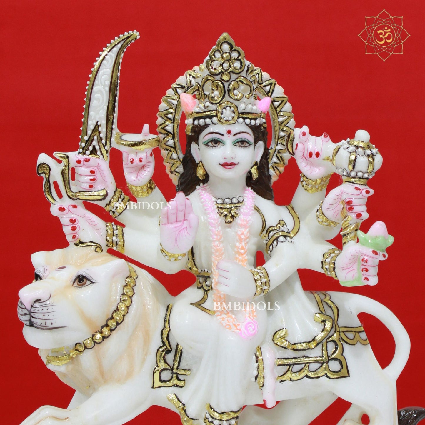White Marble Durga maa Murti made in Makrana Marble in 9inches