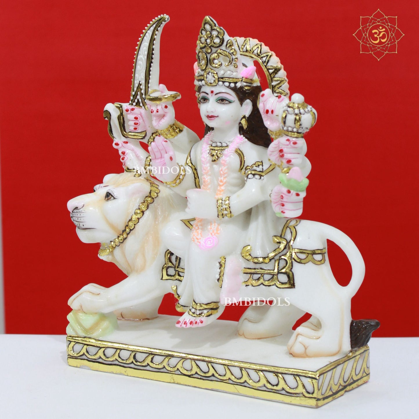 White Marble Durga maa Murti made in Makrana Marble in 9inches