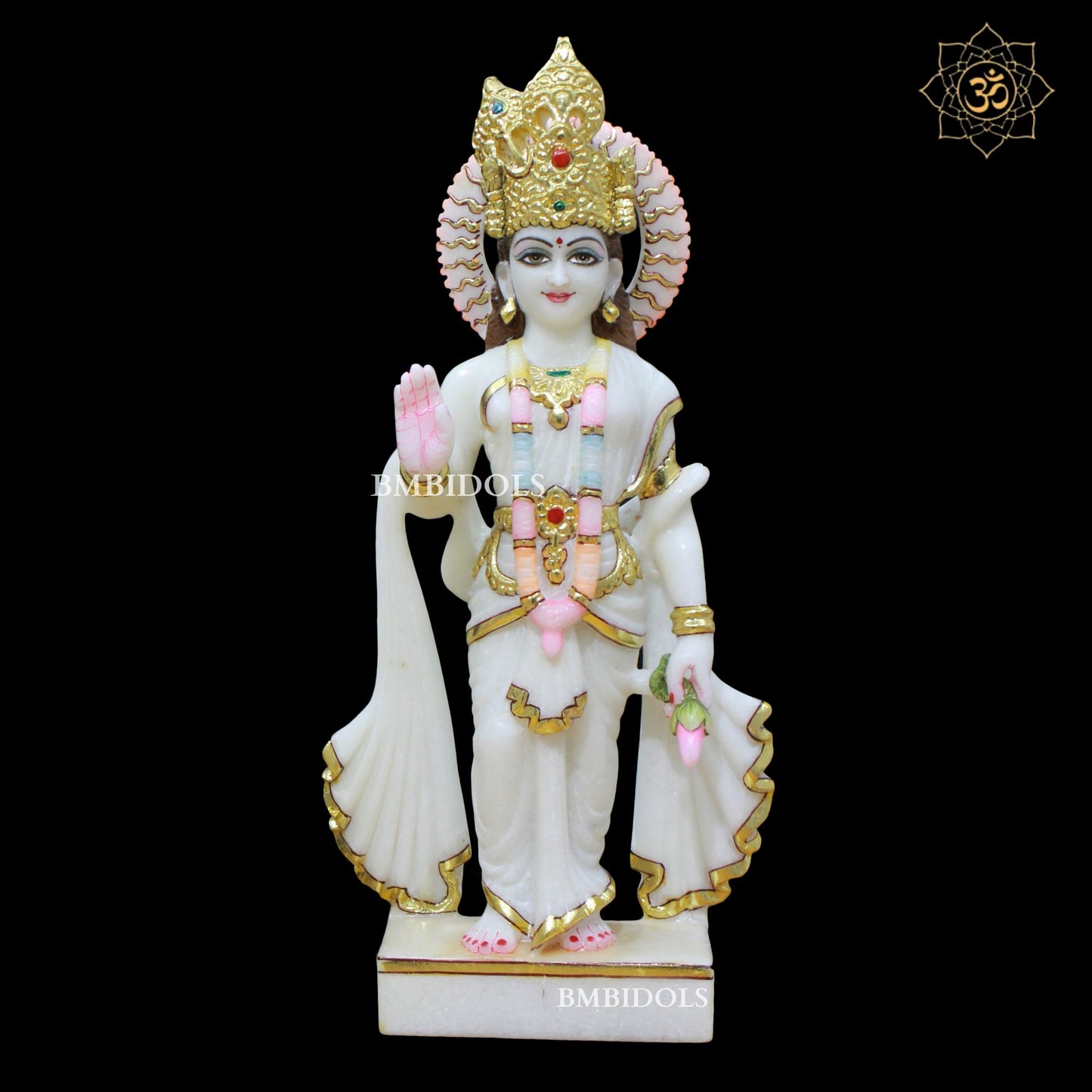 Marble Lakshmi Narayan Murti in 15inches with Full Goldwork