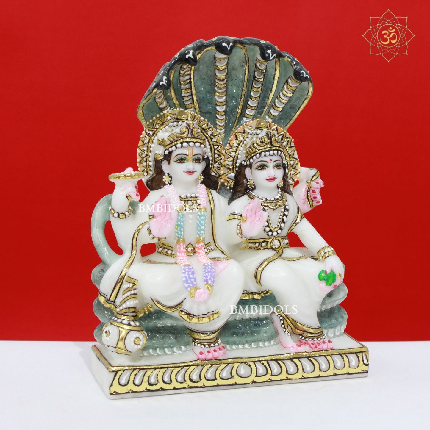 Lakshmi Narayan Marble Statue in 9inches in Makrana Marble