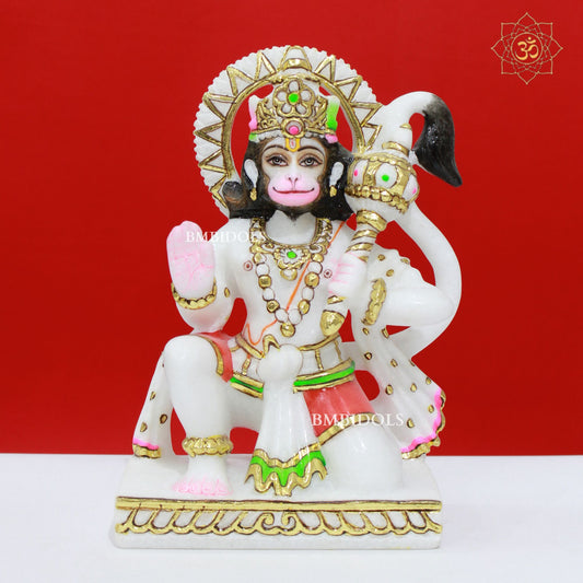 Ashirwad Marble Hanuman Statue in 9inches with Full Painting