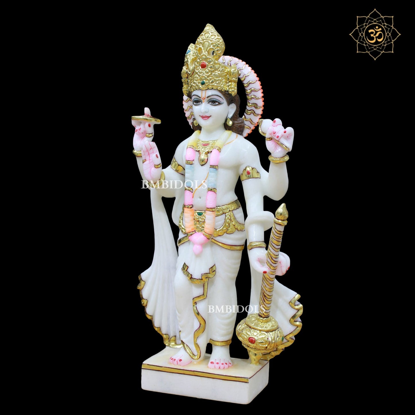 Marble Lakshmi Narayan Murti in 15inches with Full Goldwork