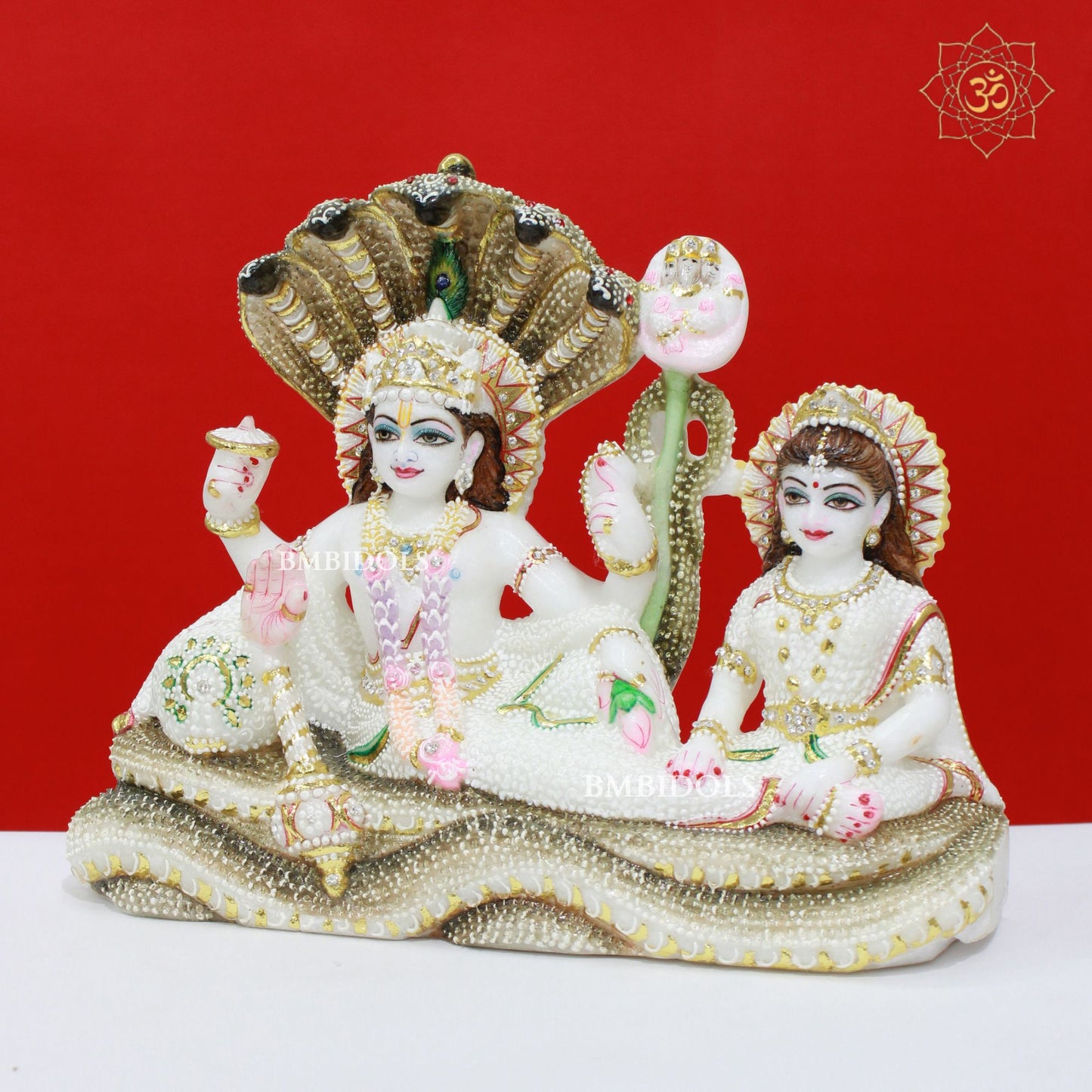 Lakshmi Narayan Marble Statue made in Marble Stone in 12inches