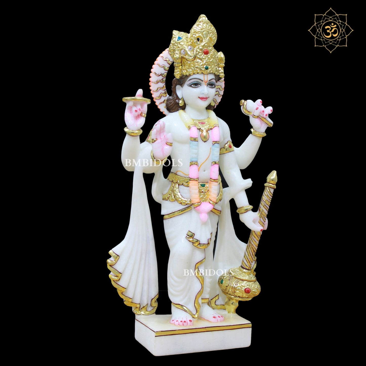 Marble Lakshmi Narayan Murti in 15inches with Full Goldwork