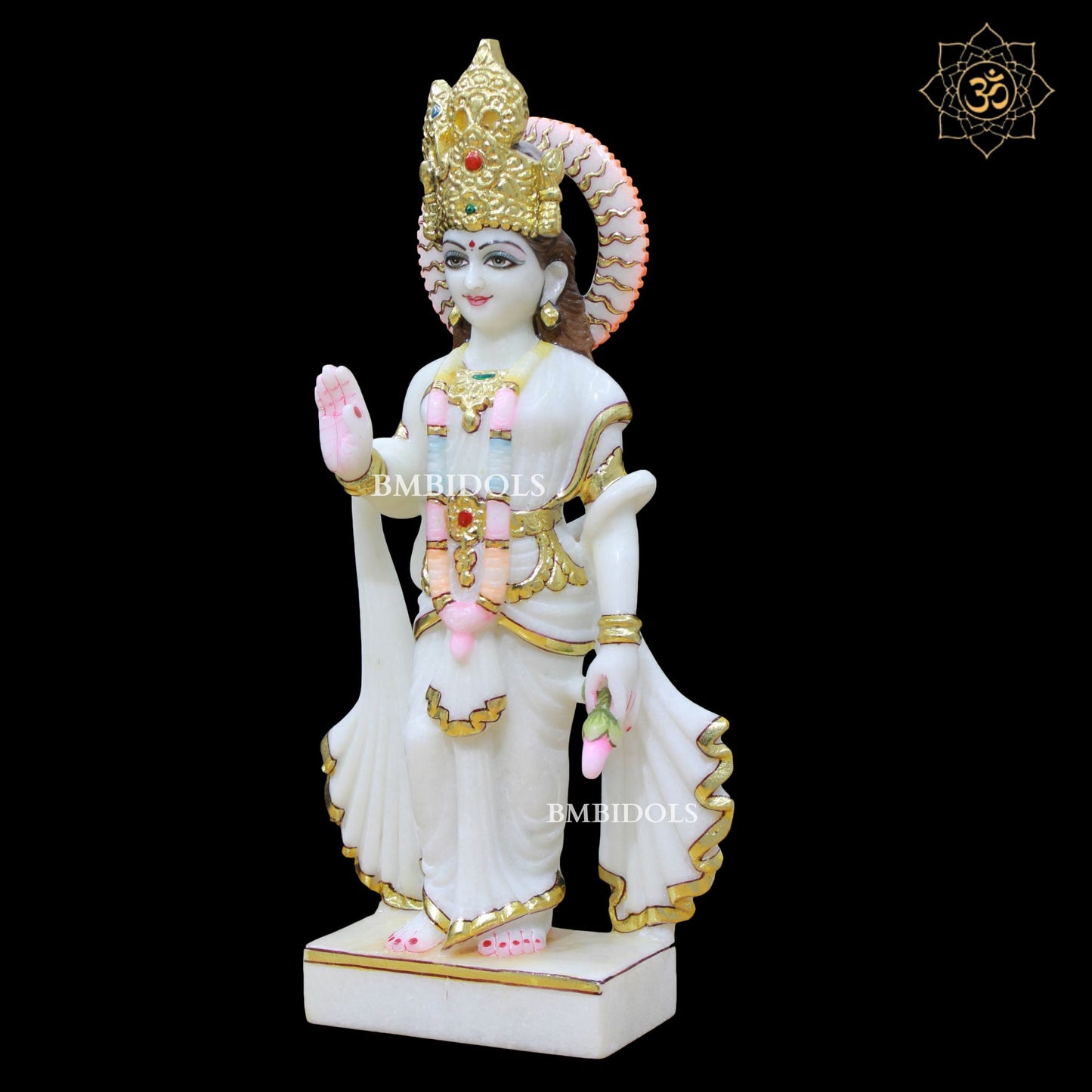 Marble Lakshmi Narayan Murti in 15inches with Full Goldwork