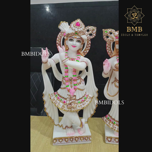 PREORDER Double Feather Marble Radha Krishna Murti made in 18inches for Home