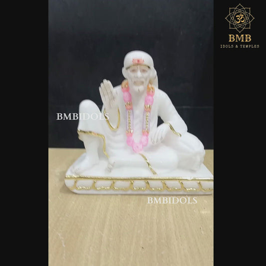 Dwarka Mai Sai Baba Idol made in Natural Marble in 7inches in Makrana Marble