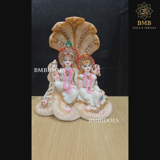 Sheshnaag Lakshmi Naryan Statue made in Makrana marble in 12inches