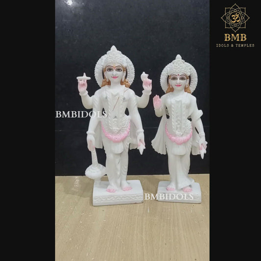 Small Makrana Marble Lakshmi Narayan (Vishnu) Murti in 12inches