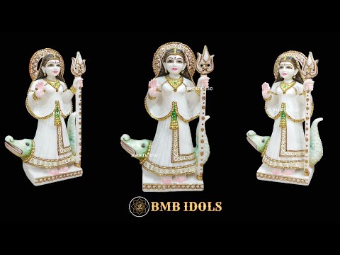 Marble Khodiyar Mata Murti with Crocodile and Trident in 12inches