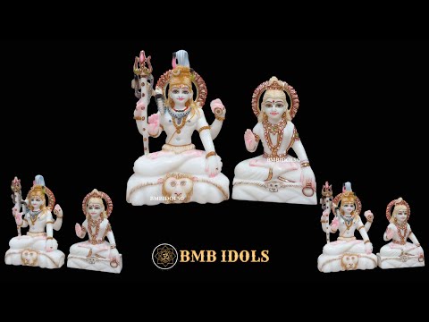 Marble Shiv Parvati Murti made in Makrana Marble in 9inches for Home Temple