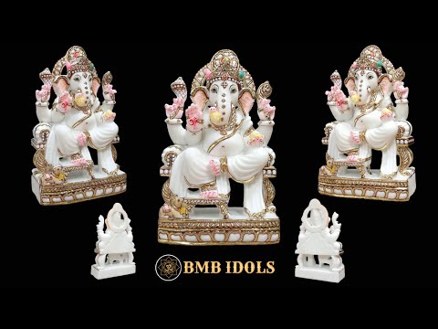 Marble Ganesh Ji Statue made in white Makrana Marble in 12inches