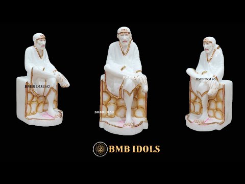 Small Marble Shridi Sai Baba Murti made in Natural white Makrana Marble in 7inch