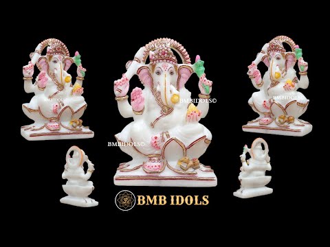 Marble Ganpati Statue made in Natural White marble in 6inches for Home and Offices