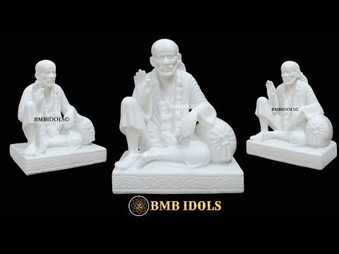 Marble Dwarka Mai Sai Baba Statue made in 15inches in Makrana Marble